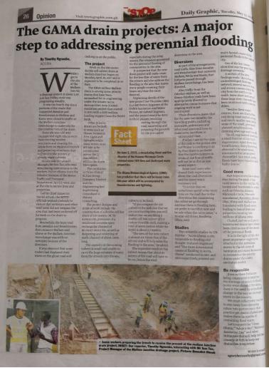 加納《Daily Graphic》日報(bào)對山西建投四建集團(tuán) 馬拉姆排水溝項(xiàng)目施工進(jìn)展進(jìn)行了專題報(bào)道