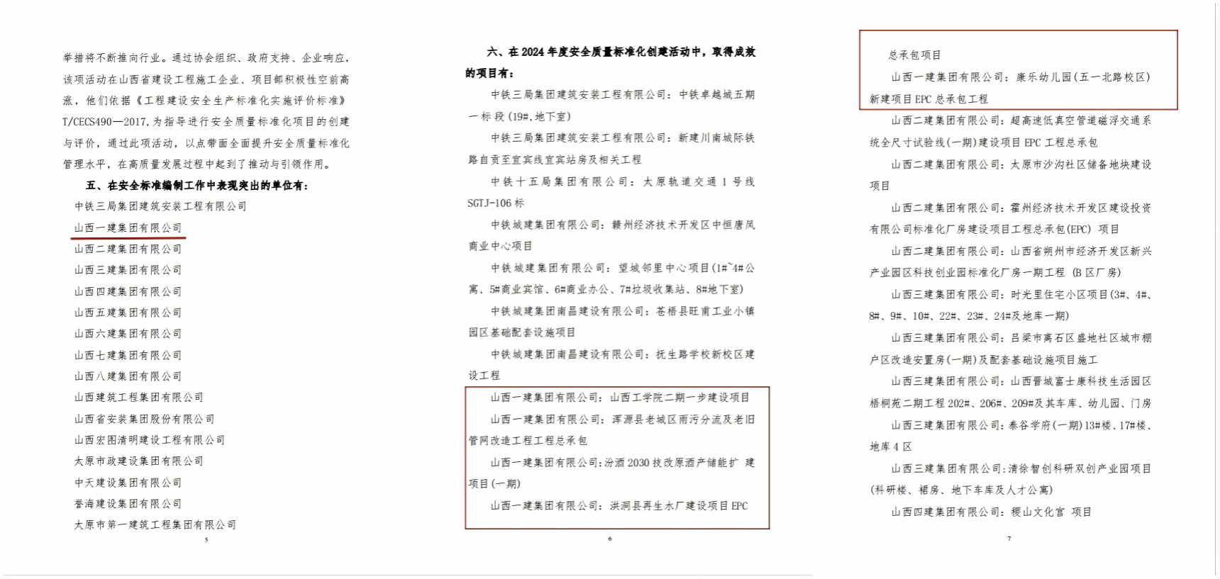 山西建投一建集團攬獲十項安全質(zhì)量標(biāo)準(zhǔn)化獎項