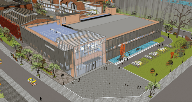 山西五建集團(tuán)古交市全民健身中心項(xiàng)目主體結(jié)構(gòu)提前封頂